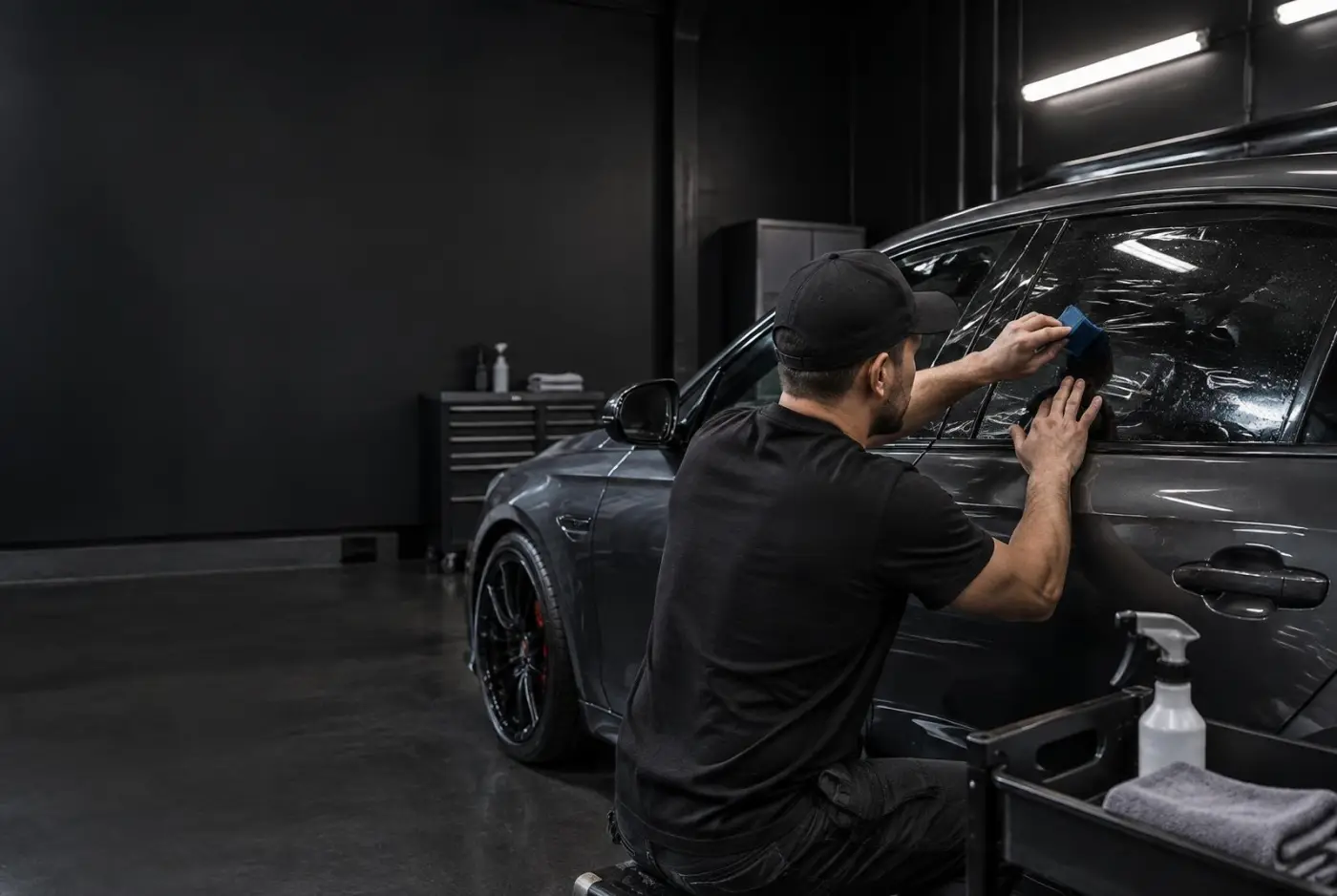 True North Tint installer applying window film